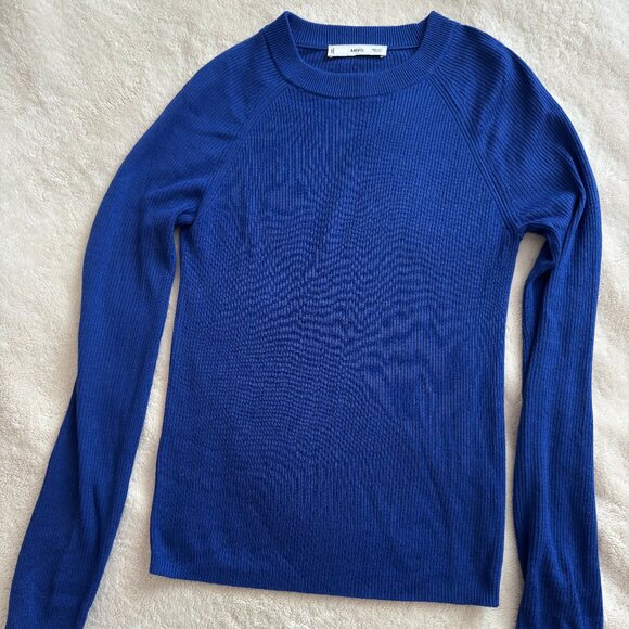 MNG (Mango) Fine Ribbed Cashmere Blend Sweater - Picture 1 of 4